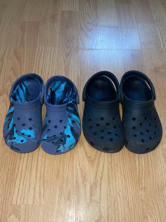 CROCS Other - Crocs Toddler Boys Size 12 Blue & Black Bundle of Two Slip On Sandals